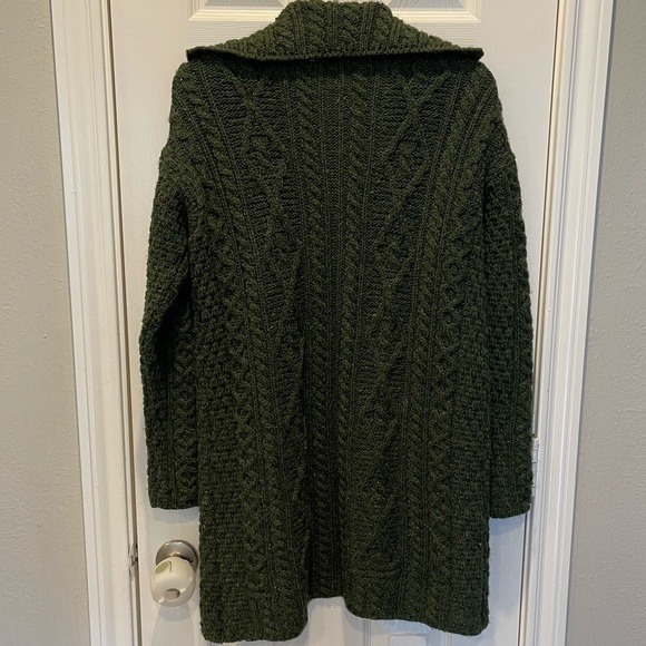 Kilronan Knitwear Cardigan Women’s Med Wool Cable Knit Chunky Sweater Green - Picture 3 of 9